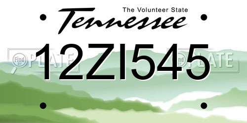 12ZI545 Tennessee License Plate