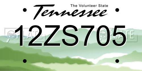 12ZS705 Tennessee License Plate