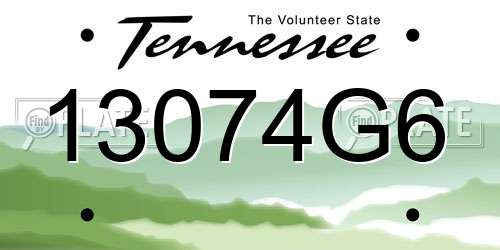13074G6 Tennessee License Plate