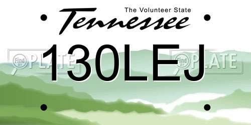 130LEJ Tennessee License Plate