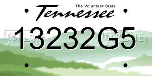 13232G5 Tennessee License Plate