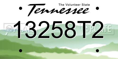 13258T2 Tennessee License Plate