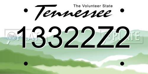 13322Z2 Tennessee License Plate