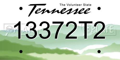 13372T2 Tennessee License Plate