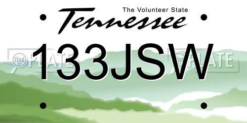 133JSW Tennessee License Plate