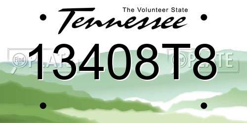 13408T8 Tennessee License Plate