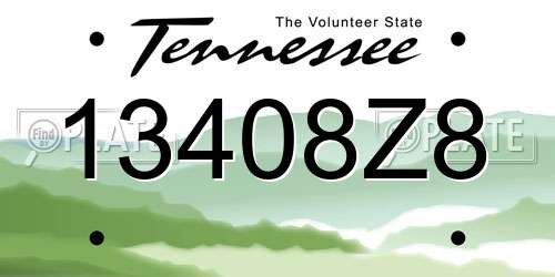 13408Z8 Tennessee License Plate