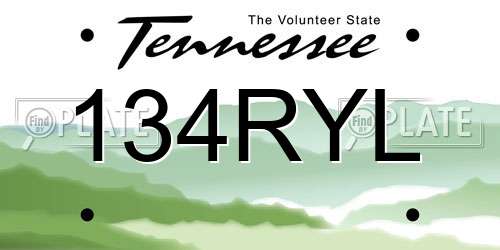 134RYL Tennessee License Plate