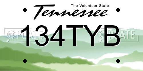 134TYB Tennessee License Plate