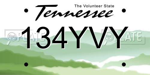 134YVY Tennessee License Plate