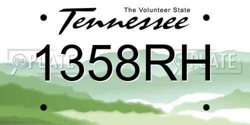 1358RH Tennessee License Plate