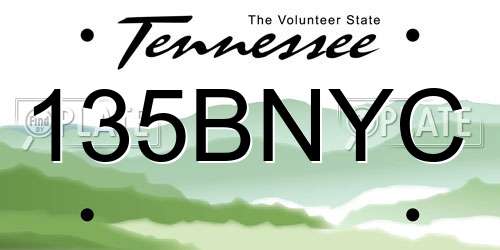 135BNYC Tennessee License Plate