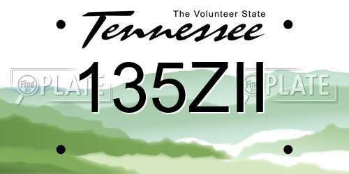135ZII Tennessee License Plate