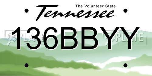 136BBYY Tennessee License Plate