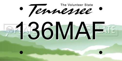 136MAF Tennessee License Plate