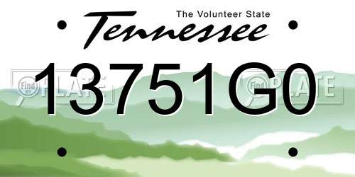 13751G0 Tennessee License Plate