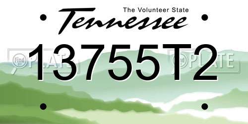13755T2 Tennessee License Plate
