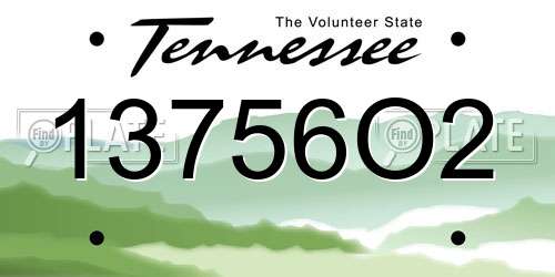 13756O2 Tennessee License Plate