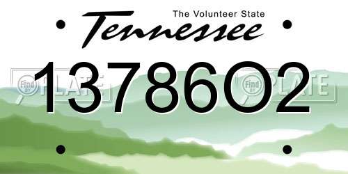 13786O2 Tennessee License Plate