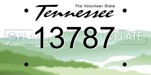 13787 Tennessee License Plate