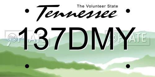 137DMY Tennessee License Plate