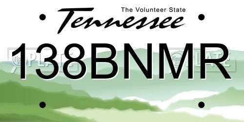 138BNMR Tennessee License Plate