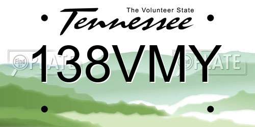 138VMY Tennessee License Plate