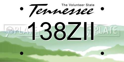 138ZII Tennessee License Plate