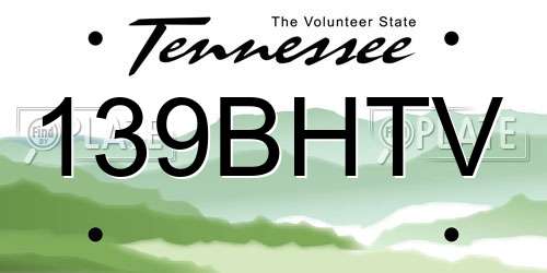 139BHTV Tennessee License Plate