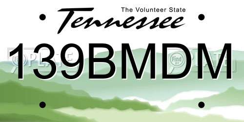 139BMDM Tennessee License Plate