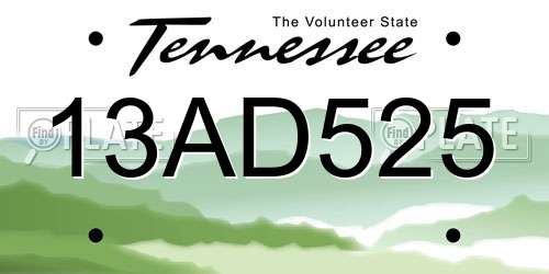 13AD525 Tennessee License Plate