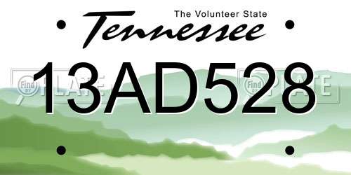 13AD528 Tennessee License Plate