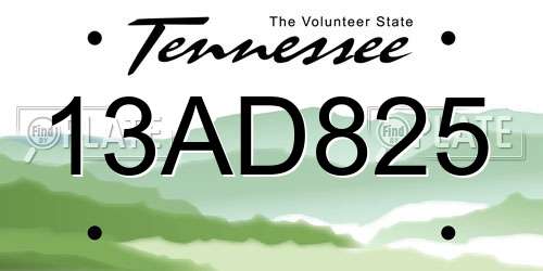 13AD825 Tennessee License Plate