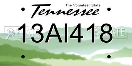 13AI418 Tennessee License Plate