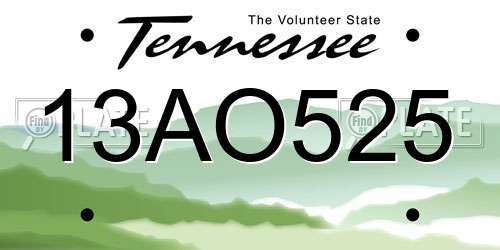 13AO525 Tennessee License Plate