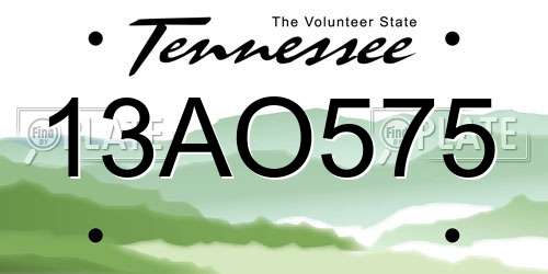 13AO575 Tennessee License Plate