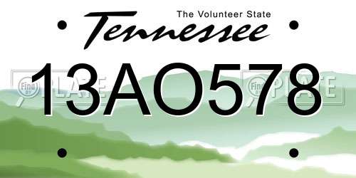 13AO578 Tennessee License Plate