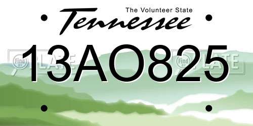 13AO825 Tennessee License Plate
