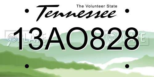 13AO828 Tennessee License Plate