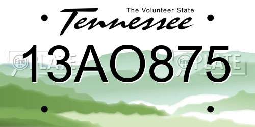 13AO875 Tennessee License Plate