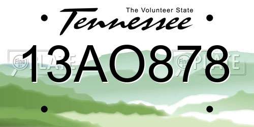 13AO878 Tennessee License Plate