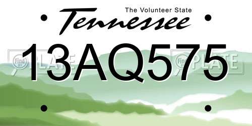 13AQ575 Tennessee License Plate