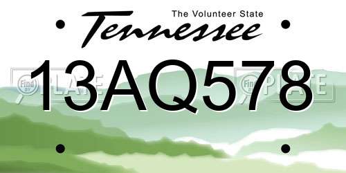 13AQ578 Tennessee License Plate