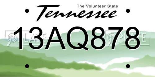 13AQ878 Tennessee License Plate