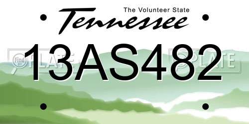 13AS482 Tennessee License Plate