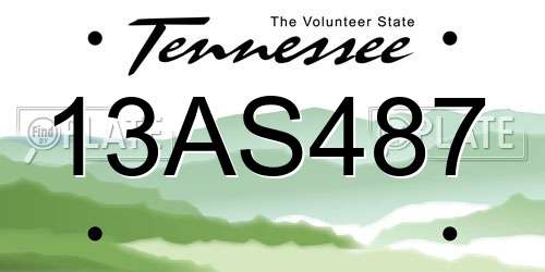 13AS487 Tennessee License Plate