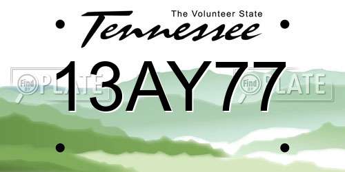 13AY77 Tennessee License Plate
