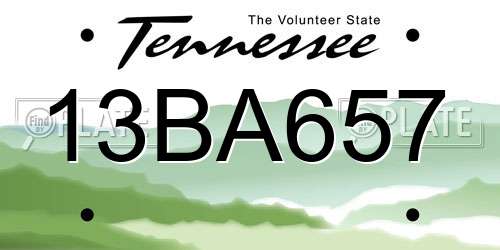 13BA657 Tennessee License Plate