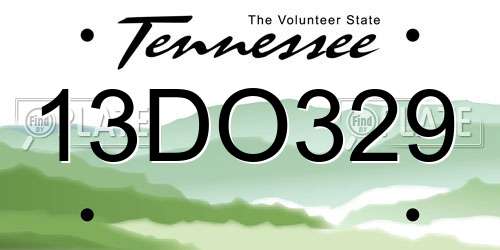 13DO329 Tennessee License Plate