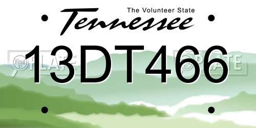 13DT466 Tennessee License Plate